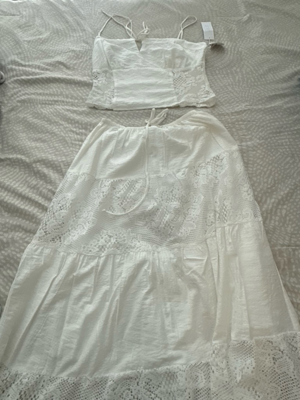 White Lace Tiered Maxi Skirt - Women's Summer Skirt